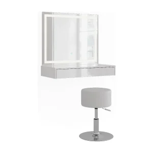Kaptafel set met kruk wit/wit hoogglans 81.4×50.1×76 sherry Kaptafel set met kruk wit/wit hoogglans 81.4×50.1×76 sherry