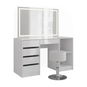 Kaptafel set met kruk wit/wit hoogglans 128.2×50.1×76 sherry Kaptafel set met kruk wit/wit hoogglans 128.2×50.1×76 sherry