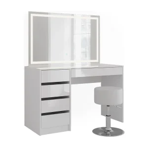 Kaptafel set met kruk wit/wit hoogglans 119.8×50.1×76 sherry Kaptafel set met kruk wit/wit hoogglans 119.8×50.1×76 sherry