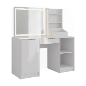 Kaptafel met licht wit/wit hoogglans 128.2×50.1×76 sherry