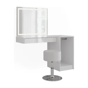 Kaptafel set met kruk wit/wit hoogglans 81.4×50.1×76 sherry Kaptafel set met kruk wit/wit hoogglans 81.4×50.1×76 sherry