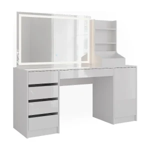 Kaptafel met licht wit/wit hoogglans 158.2×50.1×76 sherry