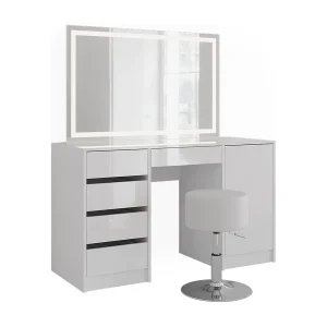 Kaptafel set met kruk wit/wit hoogglans 128.2×50.1×76 sherry Kaptafel set met kruk wit/wit hoogglans 128.2×50.1×76 sherry