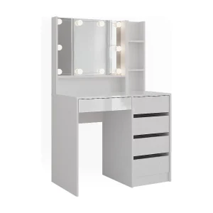 Kaptafel met licht wit/wit hoogglans 89.8×50.1×76 sherry