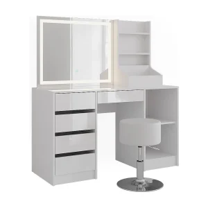 Kaptafel set met kruk wit/wit hoogglans 128.2×50.1×76 sherry Kaptafel set met kruk wit/wit hoogglans 128.2×50.1×76 sherry