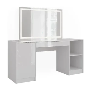 Kaptafel met licht wit/wit hoogglans 158.2×50.1×76 sherry