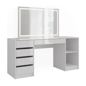 Kaptafel met licht wit/wit hoogglans 158.2×50.1×76 sherry