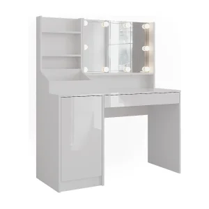 Kaptafel met licht wit/wit hoogglans 119.8×50.1×76 sherry