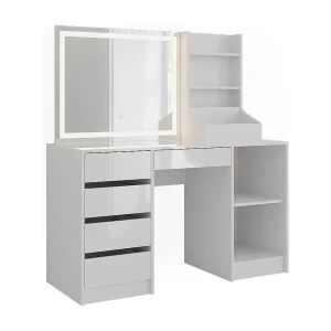 Kaptafel met licht wit/wit hoogglans 128.2×50.1×76 sherry