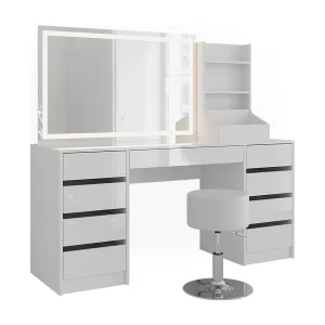 Kaptafel set met kruk wit/wit hoogglans 158.2×50.1×76 sherry Kaptafel set met kruk wit/wit hoogglans 158.2×50.1×76 sherry