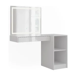 Kaptafel met licht wit/wit hoogglans 81.4×50.1×76 sherry