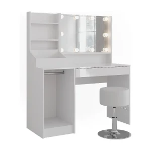 Kaptafel set met kruk wit/wit hoogglans 119.8×50.1×76 sherry Kaptafel set met kruk wit/wit hoogglans 119.8×50.1×76 sherry