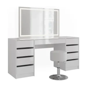 Kaptafel set met kruk wit/wit hoogglans 158.2×50.1×76 sherry Kaptafel set met kruk wit/wit hoogglans 158.2×50.1×76 sherry