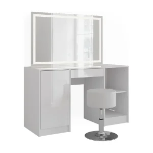 Kaptafel set met kruk wit/wit hoogglans 128.2×50.1×76 sherry Kaptafel set met kruk wit/wit hoogglans 128.2×50.1×76 sherry