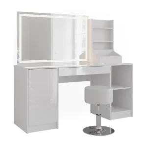 Kaptafel set met kruk wit/wit hoogglans 158.2×50.1×76 sherry Kaptafel set met kruk wit/wit hoogglans 158.2×50.1×76 sherry