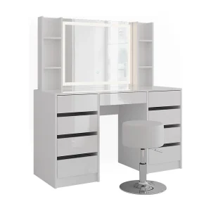 Kaptafel set met kruk wit/wit hoogglans 128.2×50.1×76 sherry Kaptafel set met kruk wit/wit hoogglans 128.2×50.1×76 sherry