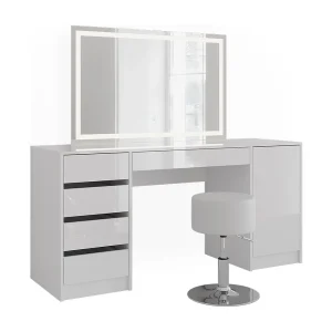 Kaptafel set met kruk wit/wit hoogglans 158.2×50.1×76 sherry Kaptafel set met kruk wit/wit hoogglans 158.2×50.1×76 sherry