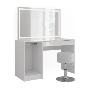 Kaptafel set met kruk wit/wit hoogglans 119.8×50.1×76 sherry Kaptafel set met kruk wit/wit hoogglans 119.8×50.1×76 sherry