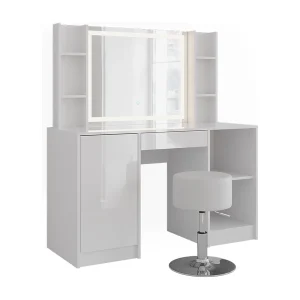 Kaptafel set met kruk wit/wit hoogglans 128.2×50.1×76 sherry Kaptafel set met kruk wit/wit hoogglans 128.2×50.1×76 sherry