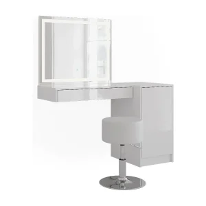 Kaptafel set met kruk wit/wit hoogglans 81.4×50.1×76 sherry Kaptafel set met kruk wit/wit hoogglans 81.4×50.1×76 sherry