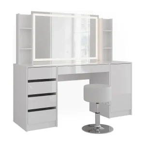 Kaptafel set met kruk wit/wit hoogglans 158.2×50.1×76 sherry Kaptafel set met kruk wit/wit hoogglans 158.2×50.1×76 sherry