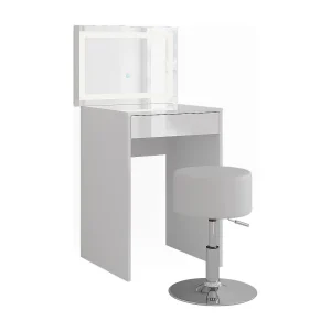 Kaptafel set met kruk wit/wit hoogglans 51.4×50.1×76 sherry Kaptafel set met kruk wit/wit hoogglans 51.4×50.1×76 sherry