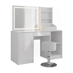 Kaptafel set met kruk wit/wit hoogglans 128.2×50.1×76 sherry Kaptafel set met kruk wit/wit hoogglans 128.2×50.1×76 sherry