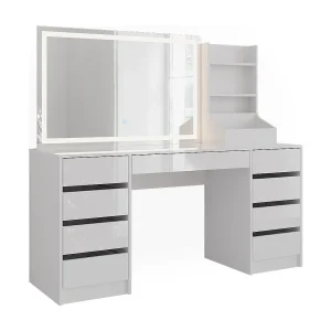 Kaptafel met licht wit/wit hoogglans 158.2×50.1×76 sherry