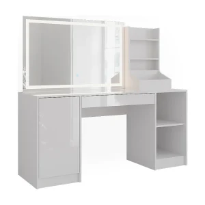 Kaptafel met licht wit/wit hoogglans 158.2×50.1×76 sherry