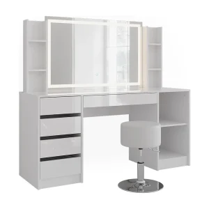 Kaptafel set met kruk wit/wit hoogglans 158.2×50.1×76 sherry Kaptafel set met kruk wit/wit hoogglans 158.2×50.1×76 sherry