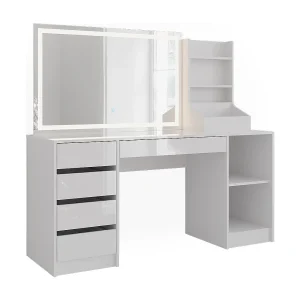 Kaptafel met licht wit/wit hoogglans 158.2×50.1×76 sherry