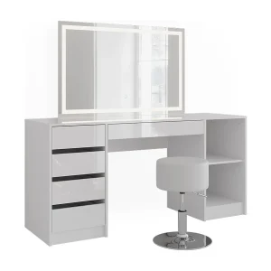 Kaptafel set met kruk wit/wit hoogglans 158.2×50.1×76 sherry Kaptafel set met kruk wit/wit hoogglans 158.2×50.1×76 sherry