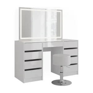 Kaptafel set met kruk wit/wit hoogglans 128.2×50.1×76 sherry Kaptafel set met kruk wit/wit hoogglans 128.2×50.1×76 sherry