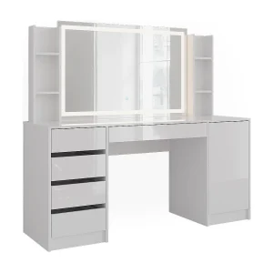 Kaptafel met licht wit/wit hoogglans 158.2×50.1×76 sherry