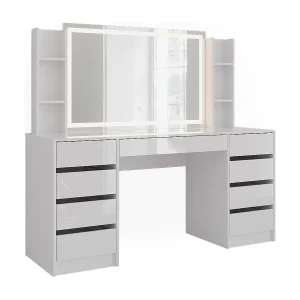 Kaptafel met licht wit/wit hoogglans 158.2×50.1×76 sherry