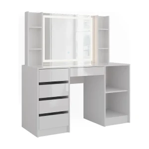Kaptafel met licht wit/wit hoogglans 128.2×50.1×76 sherry