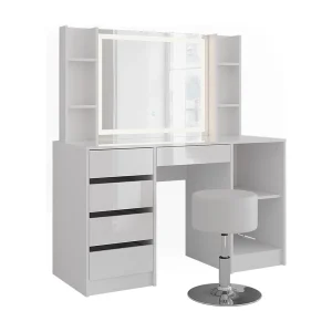 Kaptafel set met kruk wit/wit hoogglans 128.2×50.1×76 sherry Kaptafel set met kruk wit/wit hoogglans 128.2×50.1×76 sherry