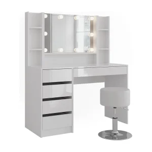 Kaptafel set met kruk wit/wit hoogglans 119.8×50.1×76 sherry Kaptafel set met kruk wit/wit hoogglans 119.8×50.1×76 sherry