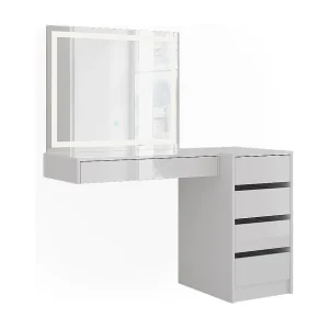Kaptafel met licht wit/wit hoogglans 81.4×50.1×76 sherry