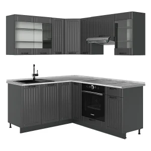 Hoekkeuken donkergrijs 190x60x81.6 fame-line Hoekkeuken donkergrijs 190x60x81.6 fame-line