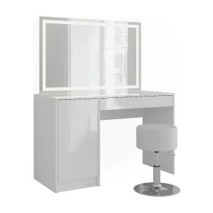 Kaptafel set met kruk wit/wit hoogglans 119.8×50.1×76 sherry Kaptafel set met kruk wit/wit hoogglans 119.8×50.1×76 sherry