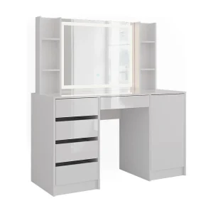Kaptafel met licht wit/wit hoogglans 128.2×50.1×76 sherry