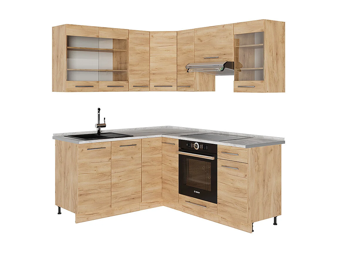 Hoekkeuken krachtige eik goud 190x60x81.6 fame-line