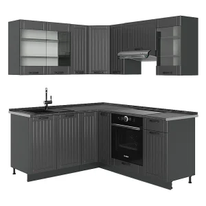 Hoekkeuken donkergrijs 190x46x81.6 fame-line Hoekkeuken donkergrijs 190x46x81.6 fame-line