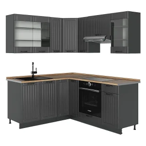 Hoekkeuken donkergrijs 190x60x81.6 fame-line Hoekkeuken donkergrijs 190x60x81.6 fame-line