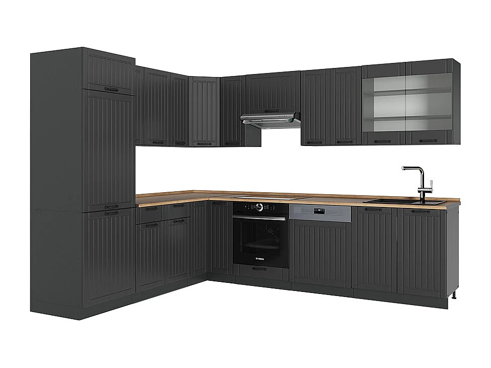 Hoekkeuken donkergrijs 287x60x81.6 fame-line