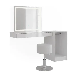 Kaptafel set met kruk wit 100×40.1×12 sherry Kaptafel set met kruk wit 100×40.1×12 sherry