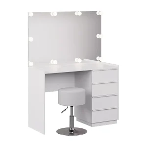 Kaptafel set met kruk wit 110x45x77.2 viktoria Kaptafel set met kruk wit 110x45x77.2 viktoria