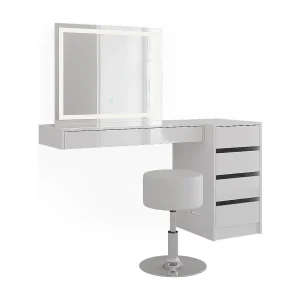 Kaptafel set met kruk wit 100×40.1×12 sherry Kaptafel set met kruk wit 100×40.1×12 sherry