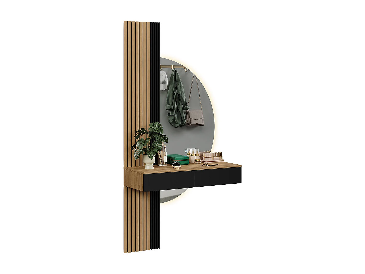 Kaptafel met licht eiken/zwart 100x40x205 melina